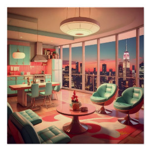 Póster Apartamento penthouse futurista atómico