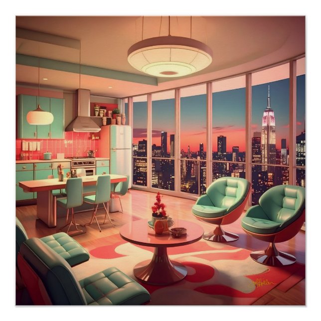 Póster Apartamento penthouse futurista atómico (Anverso)