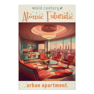 Póster Apartamento urbano futurista atómico