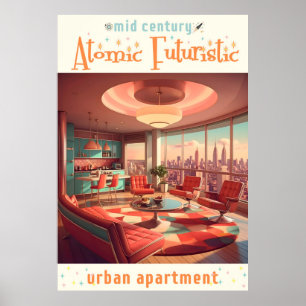 Póster Apartamento urbano futurista atómico