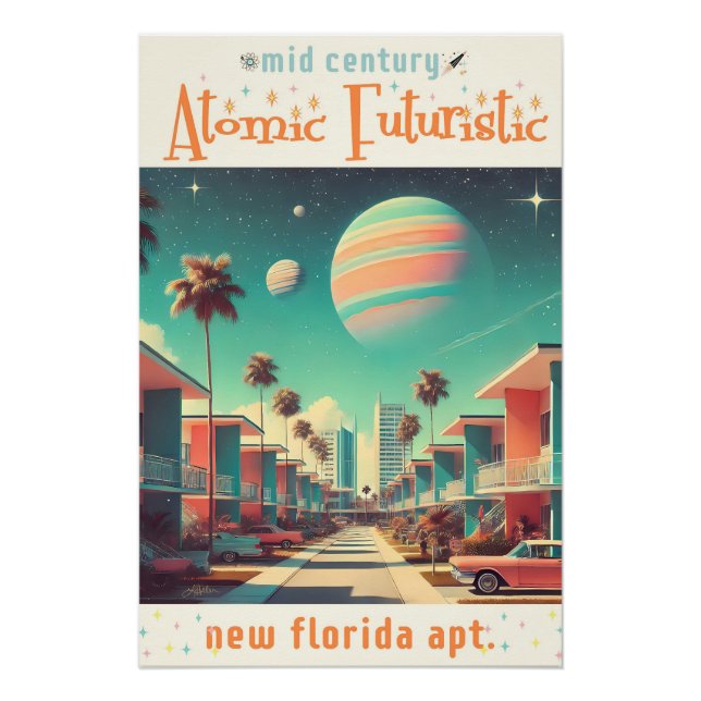 Póster Apartamentos atómicos futuristas de Nueva Florida (Anverso)