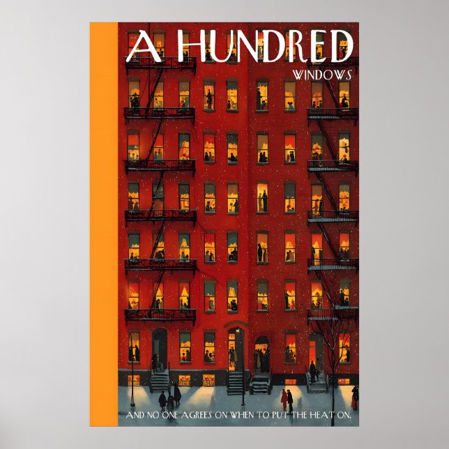 Póster Apartment Building Poster  Lit Windows, Winter (Frente)