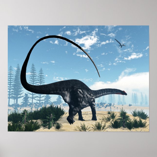 Póster Apatosaurus dinosaur in the desert - 3D render (Frente)