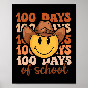 Póster Apenas 100 Días De Sonrisa De Vaquero Retro Escola