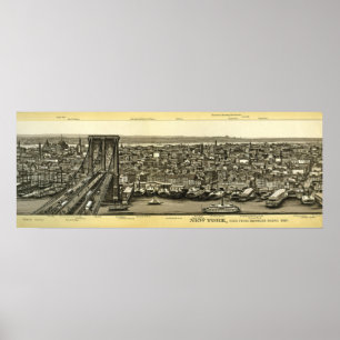 Póster Apenas 1880 Brooklyn NY Panorama
