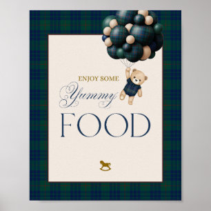 Póster Apenas Esperamos Preppy Teddy Globo Baby Shower