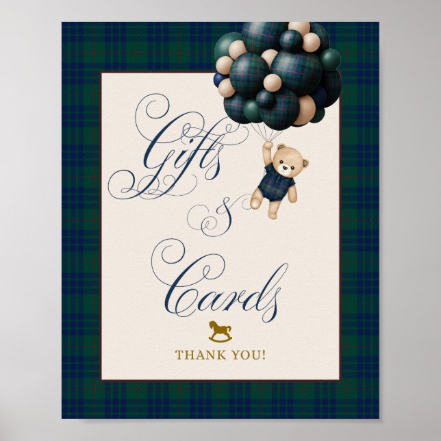 Póster Apenas Esperamos Preppy Teddy Globo Baby Shower (Frente)
