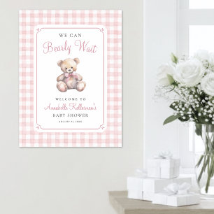Póster Apenas Podemos Esperar Fiesta de Bebé Oso Rosa