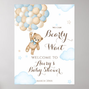 Póster Apenas Podemos Esperar Globo Oso Bebé Niño Shower
