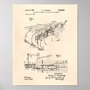 Póster Apéndice de Rod Weeder 1959 Patent Art Old Peper