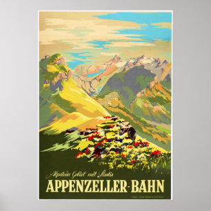 Póster Apenzeller Bahn Swiss Appenzell Railways Travel