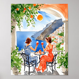 Póster Aperitivo en acuarela de Amalfi