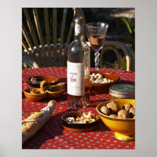 Póster Aperitivo y aperitivos preparados: pan, aceitunas,