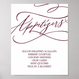 Póster Aperitivos de boda con texto de Borgoña romántico