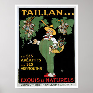Póster Aperitivos Taillan Vintage Bebe Ad Art