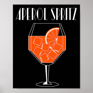 Póster Aperol Spritz Art Deco Orange y Cóctel Negro