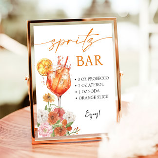Póster Aperol Spritz Bridal Shower Bar Rótulo