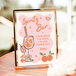 Póster Aperol Spritz Bridal Shower Bar Rótulo