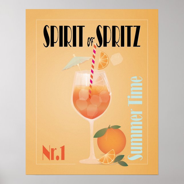 Póster Aperol Spritz Cocktail | Bebida vibrante de Spritz (Frente)