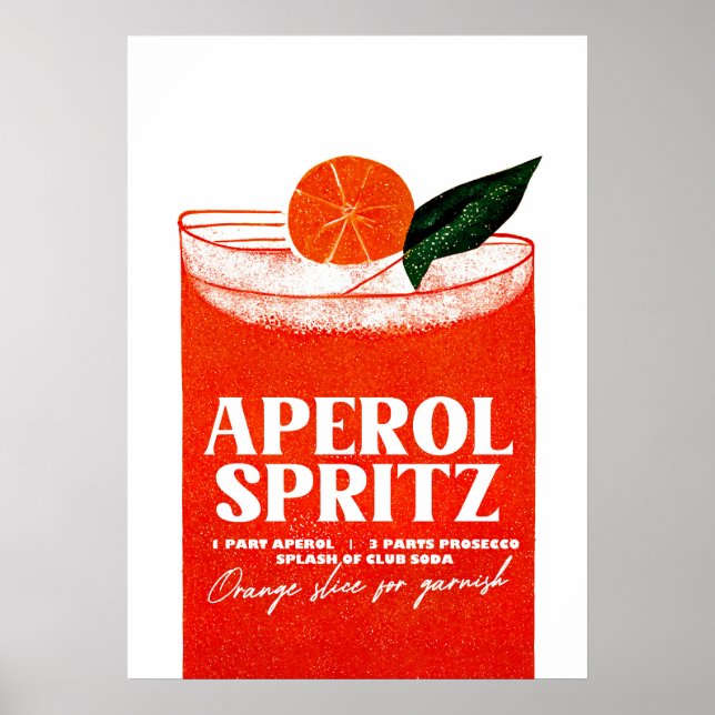 Póster Aperol Spritz Cocktail Big Naranja Glass (Frente)