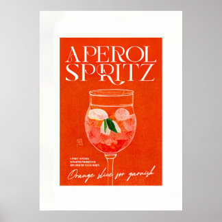 Póster Aperol Spritz Cocktail Big Naranja Glass
