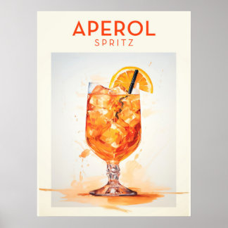 Póster Aperol Spritz Cocktail Retro Poster
