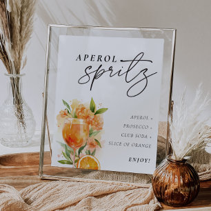 Póster Aperol Spritz Rótulo Firma Bebida Ducha de novia