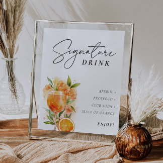 Póster Aperol Spritz Rótulo Firma Bebida Ducha de novia