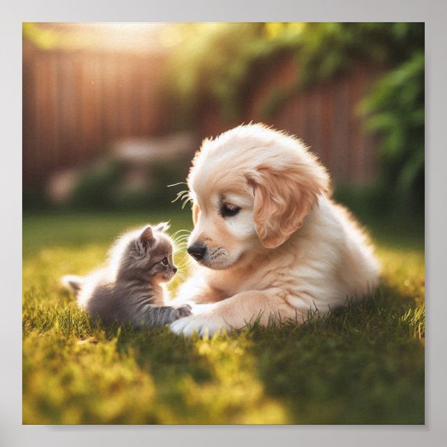 Póster Apertura de oro con gatito (Frente)