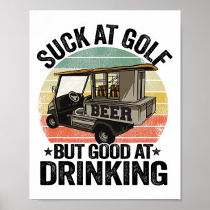 Póster Apesta a Golf Pero Bueno Beber Carrito de Cerveza 