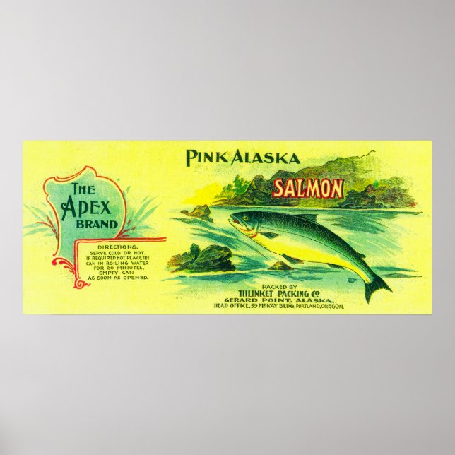 Póster Apex Salmon Can LabelGerard Point, AK (Frente)