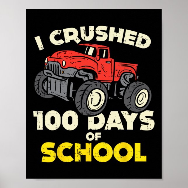 Póster Aplasté 100 Días Camión Monstruo Escolar 100º Día  (Frente)