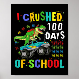 Póster Aplasté 100 días de dinosaurio de escuela camión m