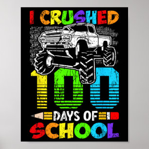 Póster Aplasté 100 Días De Escuela Niños 100º Día O