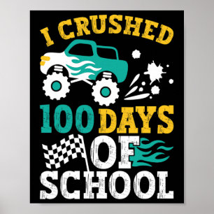Póster Aplasté 100 Días De Monstruo Escolar Camiones Niño