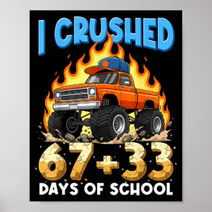 Póster Aplasté 67 + 33 Días De Escuela Niño Camión Monstr