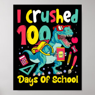 Póster Aplasté a 100 días de escolares niños de dinosauri