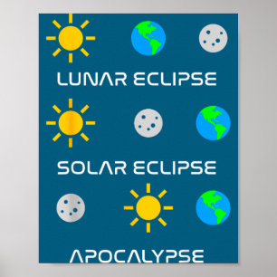 Póster Apocalipsis divertido eclipse lunar eclipse solar