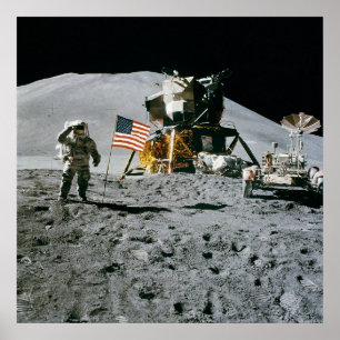 Póster Apollo 15 Flag Rover LM Irwin