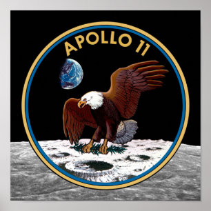 Póster Apolo 11 de la NASA Moon Landing Lunar Patch Insig