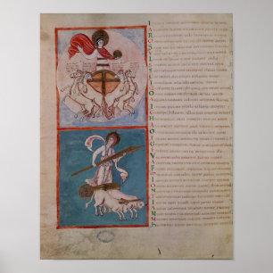 Póster Apolo como el Sun y Diana como la luna