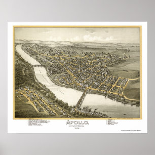Póster Apolo, mapa panorámico de la AP - 1896