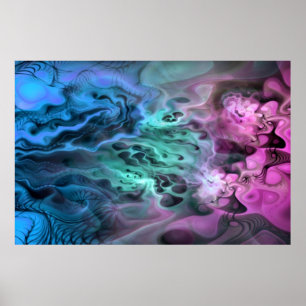 Póster Apophysis Fractal Art II - pink green blue