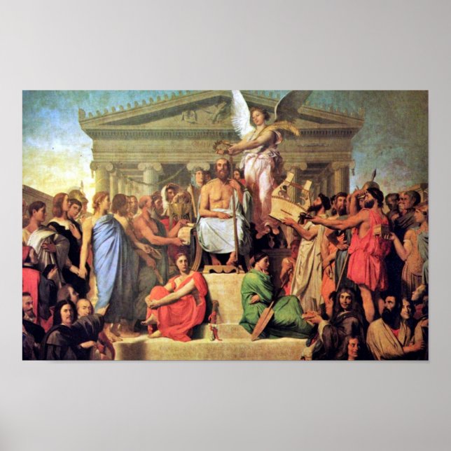 Póster Apoteosis De Homero Por Ingres Jean Auguste Domini (Frente)