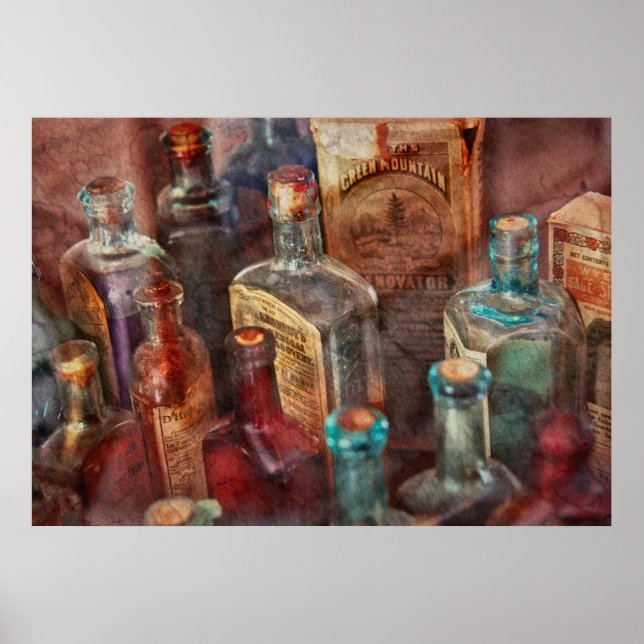 Póster Apothecary - Una serie de botellas (Frente)