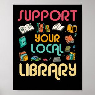 Póster Apoya a los amantes de los libros de la biblioteca