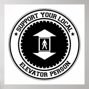 Póster Apoya a su persona de ascensor local