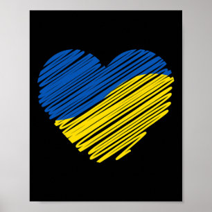 Póster Apoya a Ucrania Corazón Bandera Ucraniana