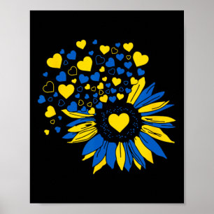 Póster Apoya a Ucrania Girasol Bandera Ucraniana Corazón 