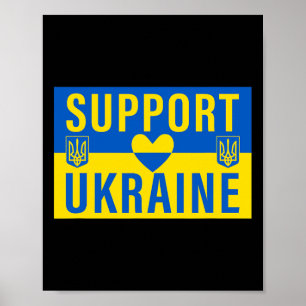 Póster Apoya la bandera de Ucrania con corazón 